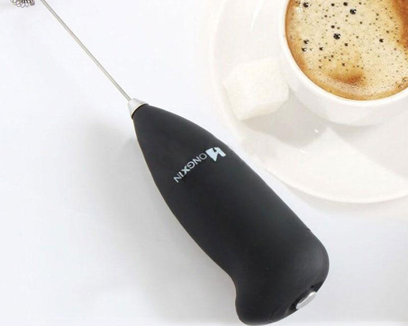 Blending tool for food, showing the motor and blade.