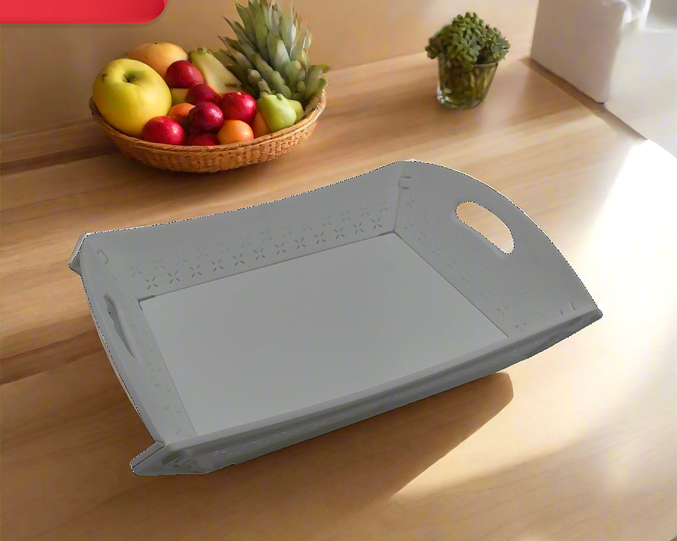 Foldable Serving Tray Plastic Serving Tray With Handle Serving Tray For Food, Kitchen, Outdoors, Restaurants (1 Pc)