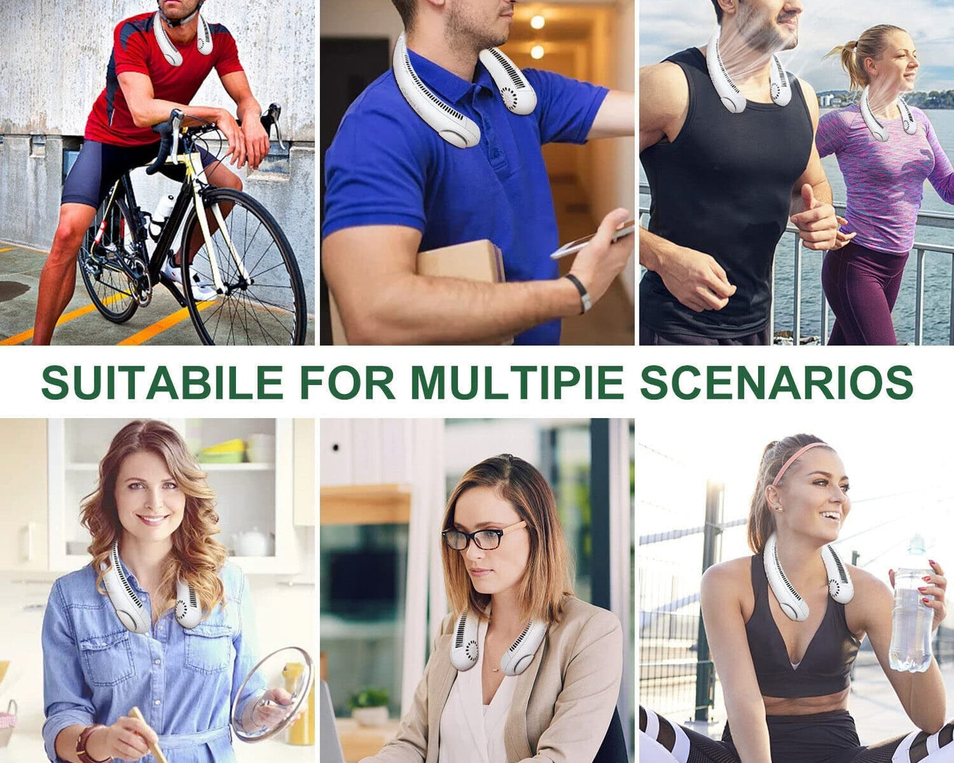 Neck Fan, Portable and Wearable Personal Fan, USB Rechargeable, Headphone Design, Neckband Fan with 3 Speeds, suitable for outdoor family sports travel