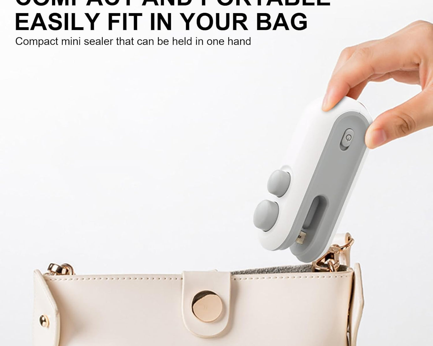 Mini Bag Sealer, 2 in 1 Seal & Cutter Heat Sealers, TYPE-C USB Charging Portable Bag Reseller, Handle Food Sealer, Sealing Machine for Food Storage Plastic Bags Snacks Keep Food Fresh
