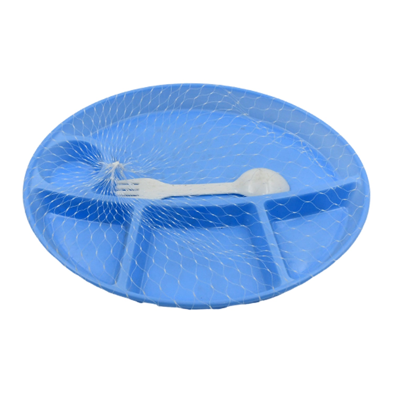 Plastic Food Plates / Biodegradable 5 Compartment Plate With Spoon for Food Snacks / Nuts / Desserts Plates for Kids, Reusable Plates for Outdoor, Camping, BPA-free (1 Pc)