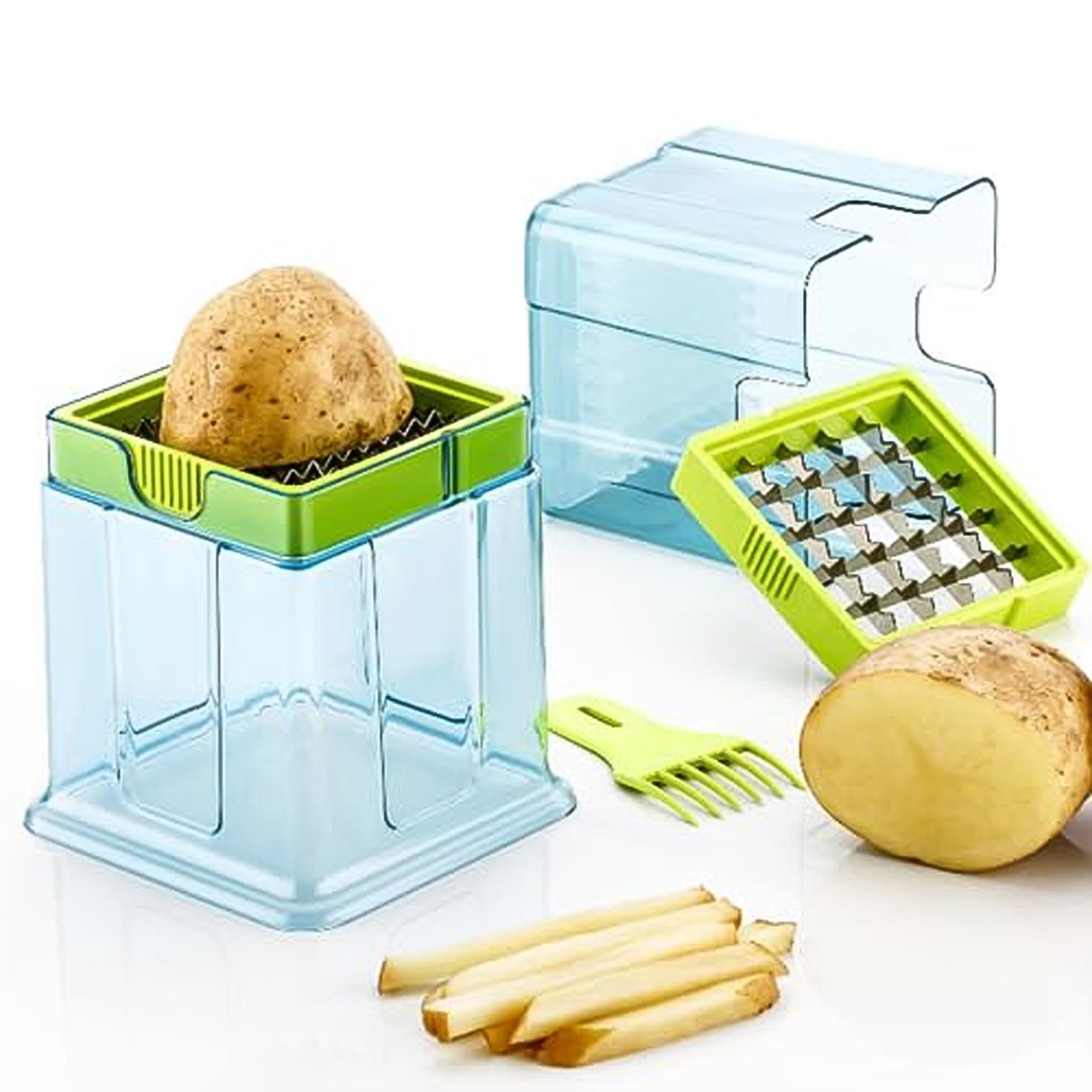 2 in 1 Potato Chipser / Slicer French Fries Maker Finger Chips | Plastic | Two Blades Finger Chips Cutter for Kitchen Accessory Vegetable Fruit Slicer (1 Pc)