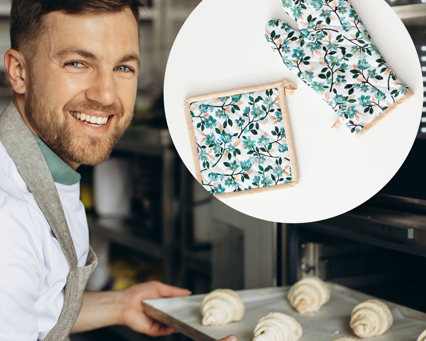 Heat-protective cotton mitts for oven use