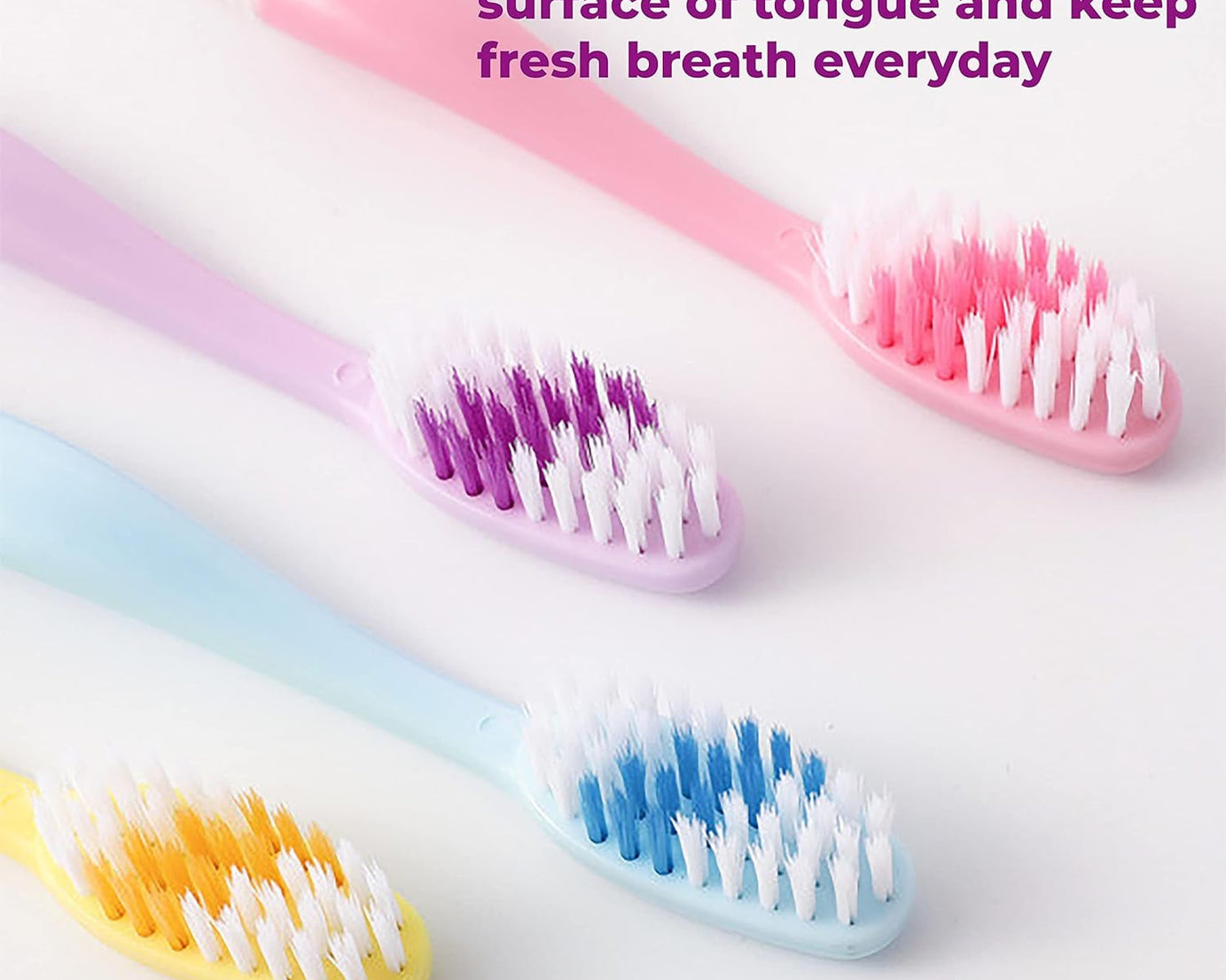 2-in-1 Tooth Brush with Tongue Scraper, Soft Bristle & Long Handle (8Pcs) Soft Toothbrush