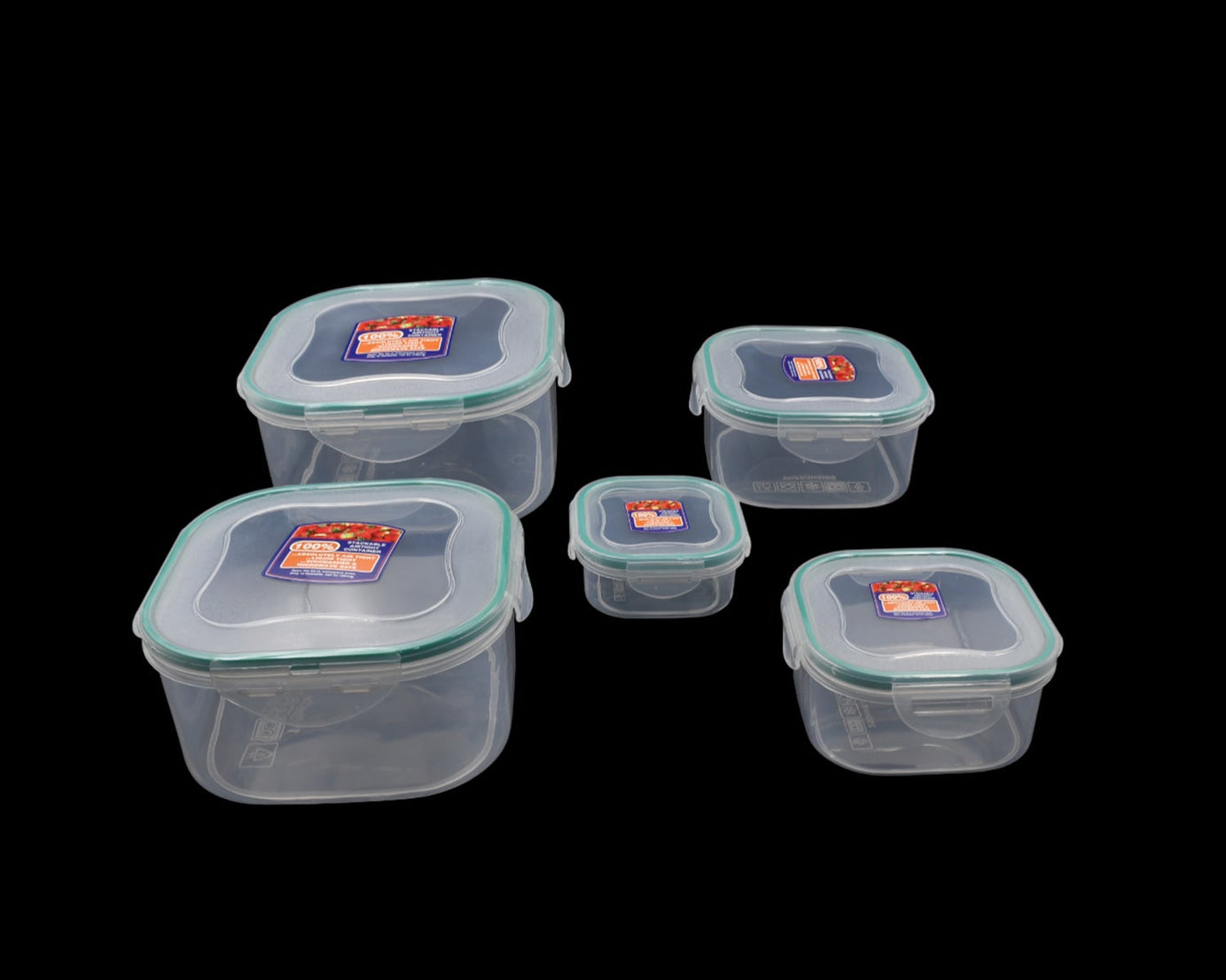 Kitchen Containers Set, Fridge Storage Boxes, Plastic Containers for Kitchen Organizer, Kitchen Accessories Items for Storage Organizer, Snap-Seal (lunch box/storage organizer) (5 Ps Set)