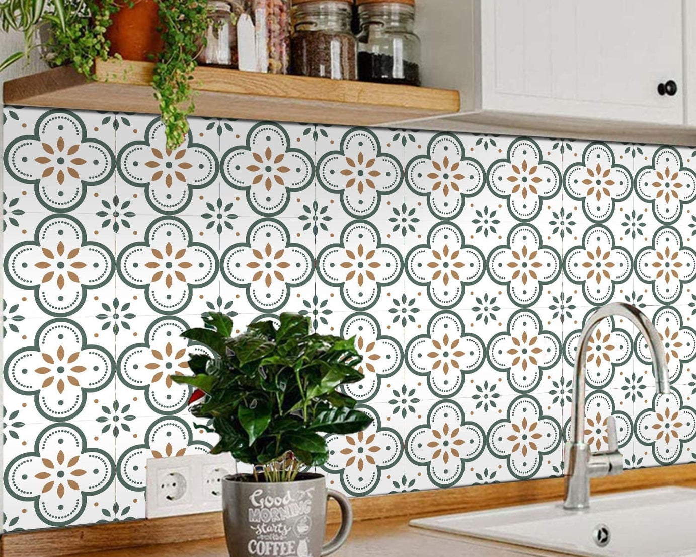 Peel and Stick Floor Tiles Kitchen / Bathroom Backsplash Sticker Detachable Waterproof DIY Tile Stickers for Wall Decoration Tiles Home Decoration (8x8 Inch / 1 pc Tiles)