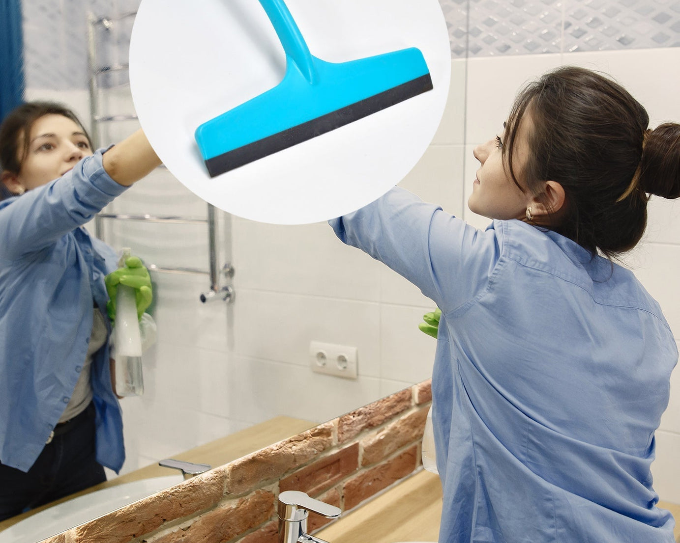 Kitchen glass wiper broom with no-dust feature