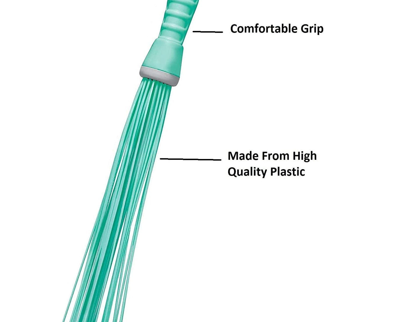 Plastic hard bristle broom, side view