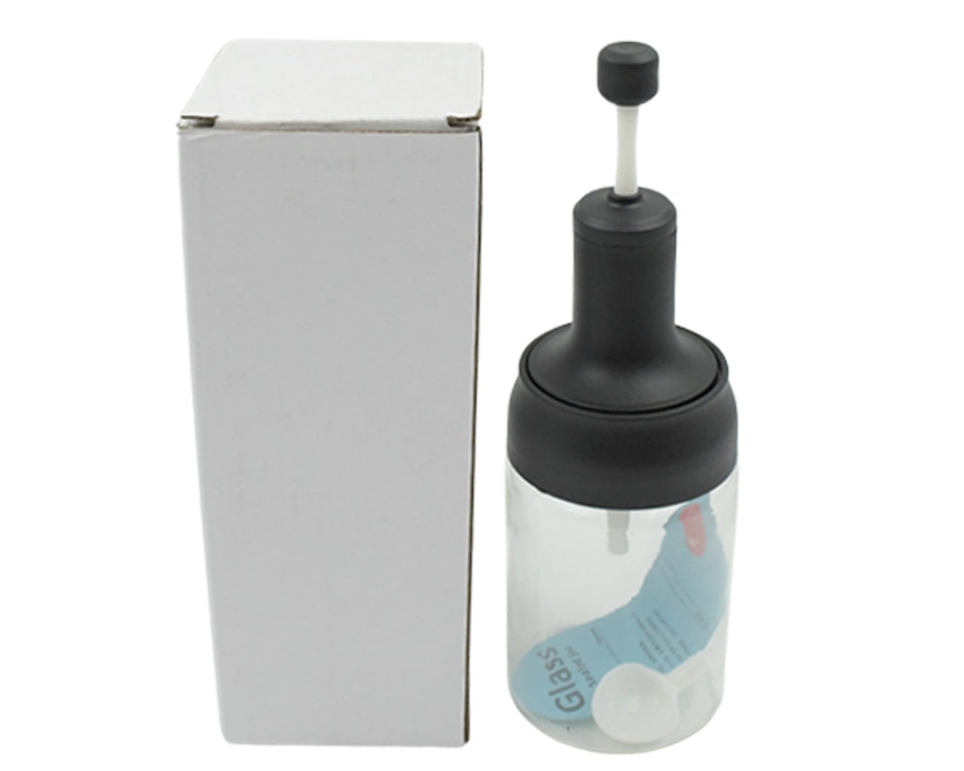 5522 Heat-Resistant Condiment Container Seasoning Box Glass Condiment Canisters Pots Bottle with Serving Spoons for Salt Spice Honey Sugar BBQ Resturant Jar, Oil Bottle Honey Jar Dispenser, Airtight Cap Transparent (1 Pc)