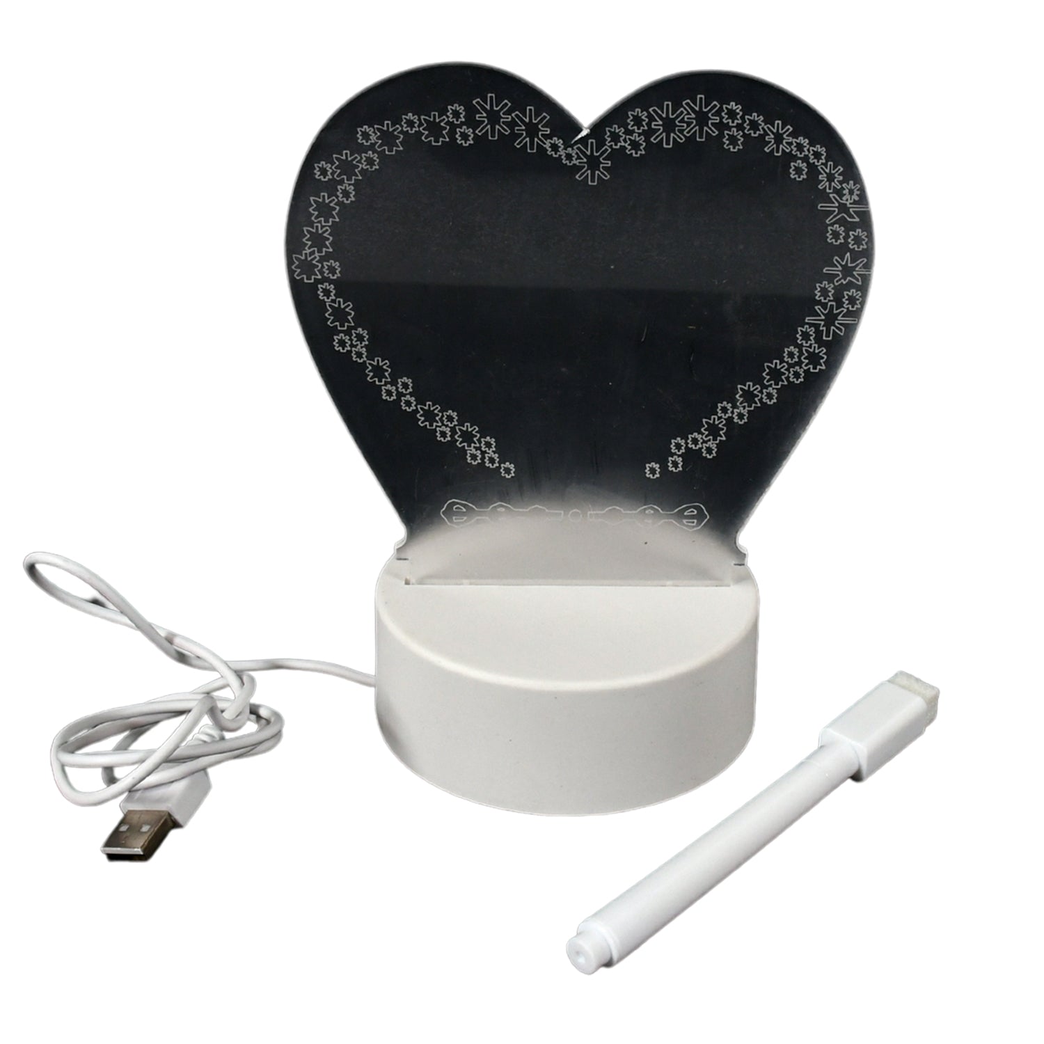 Creative Visualization Lamp 3 D Acrylic Decorative Lamp for Creative Keeps Notes Drawing Table Lamp for Home Decor / Bedroom / Gift / Office Decoration / Erasable Board (Heart-Shape / 1 pc)