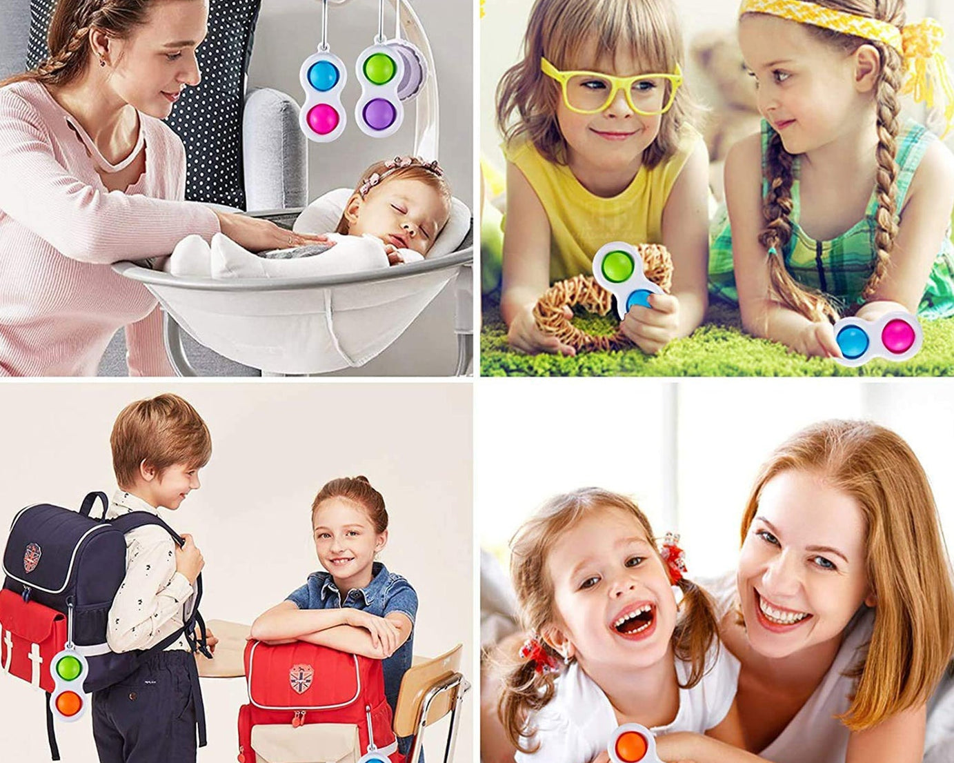 Colorful mini fidget toy with keychain attachment