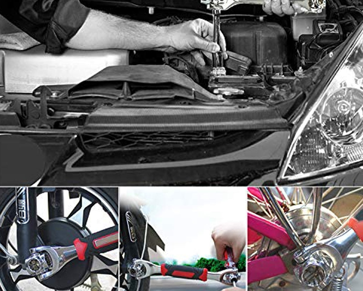 Multi-use hand tool wrench for car repair and home improvement