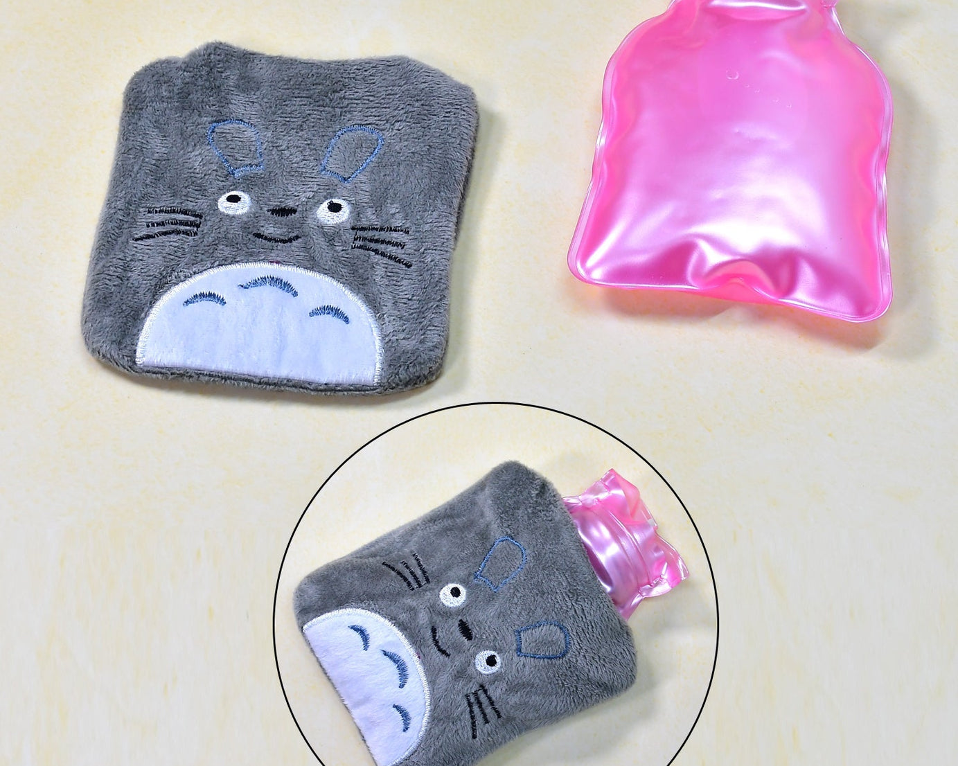 Totoro Cartoon Small Hot Water Bag with Cover for Pain Relief