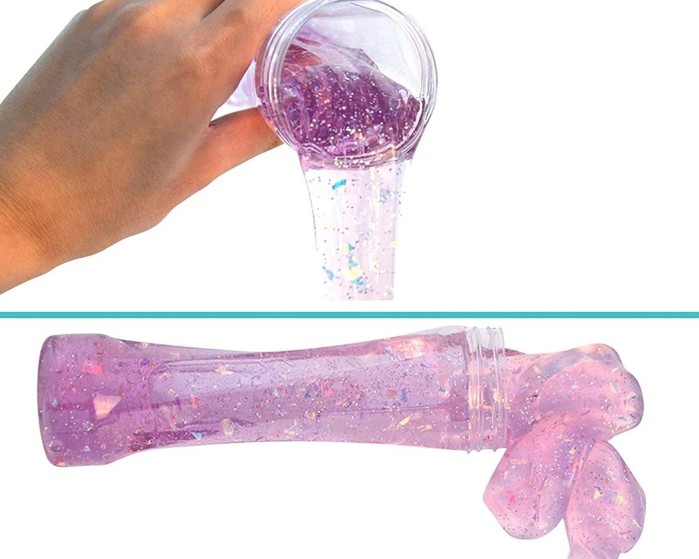 Soft slime jars with glitter and crystal slime