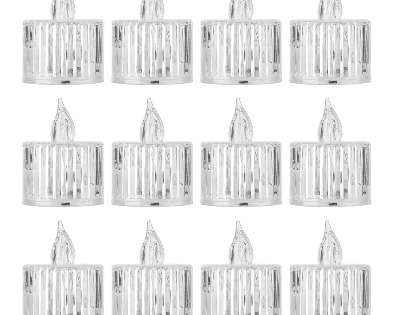12 Pcs Flameless and Smokeless Decorative Acrylic Candles Transparent Led Tea Light Candle for Gifting, House, Diwali, Christmas, Festival, Events Decor Candles