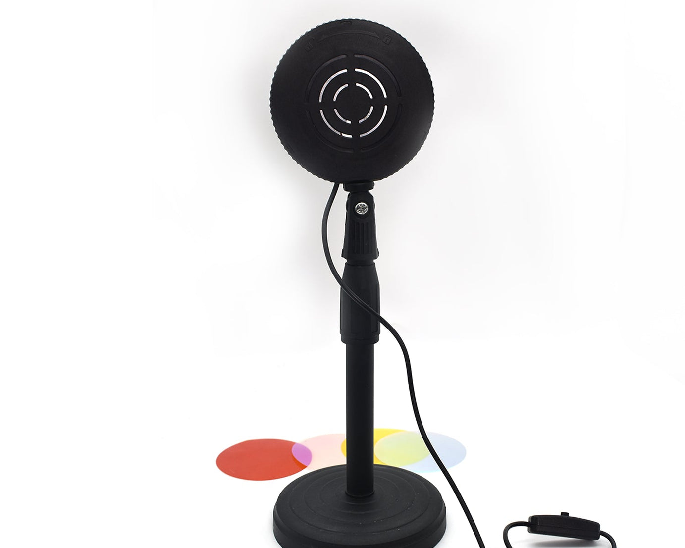 Sunset projection lamp in four colors, LED night light, various angles.