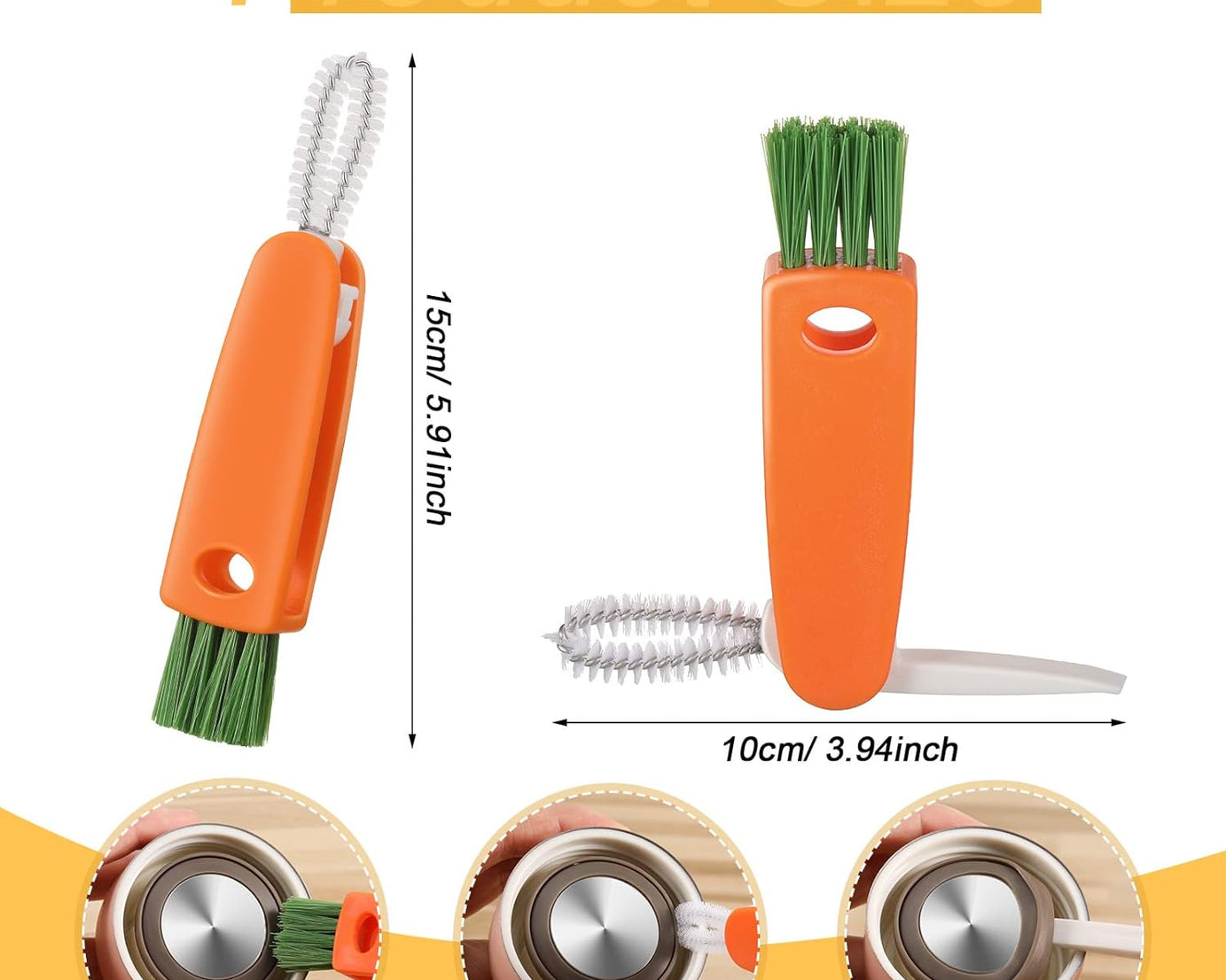 3 in 1 Multifunctional Cleaning Brush Mini Glass Cover Cleaning Brush Bottle Cleaning Brush Set Cup Cleaner Brush Bottle Cap Detail Brush for Bottle Cup Cover Lid Home Kitchen Washing Tool (1 Pc)