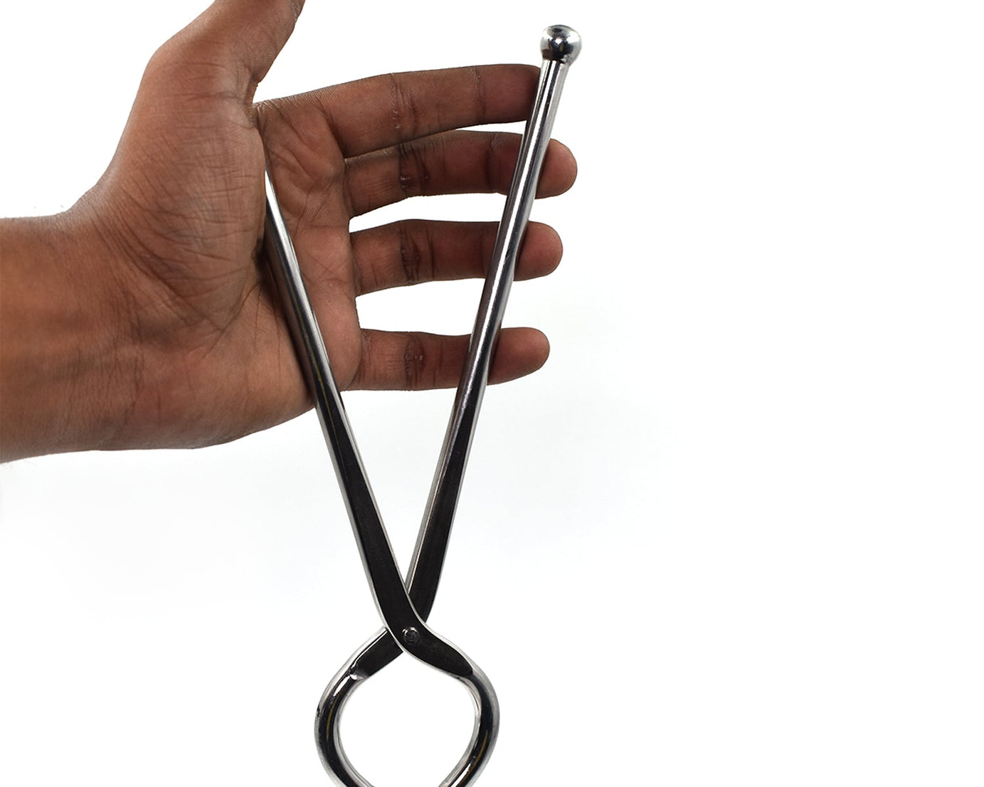 Ganesh 8mm stainless steel tongs, shown from different perspectives.