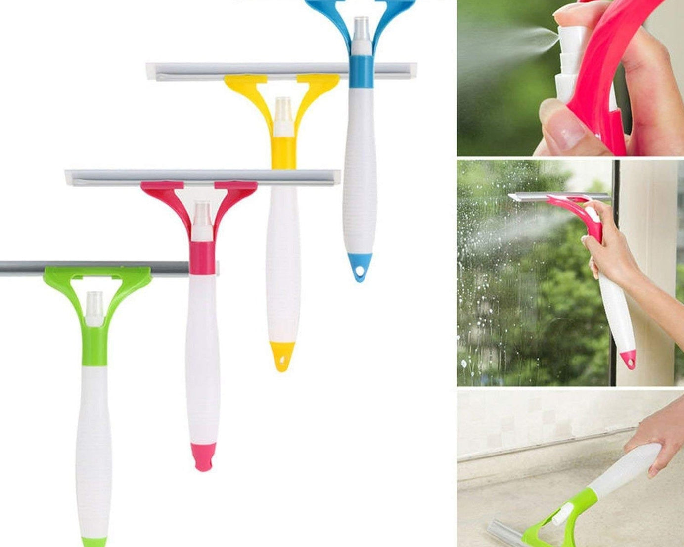 0620 Home Practical Washing brush Magic Spray type cleaning brush with Spray Bottle, glass wiper window clean shave glass sponge car window cleaning (1 Pc)