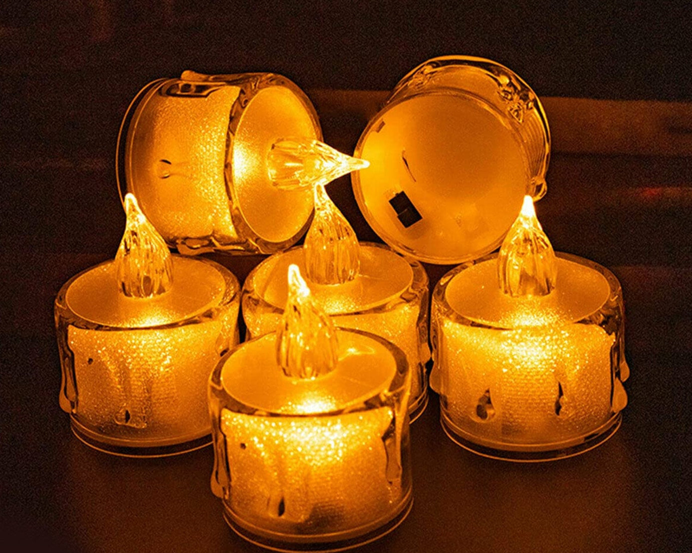 12 Pcs Flameless and Smokeless Decorative Acrylic Candles Transparent Led Tea Light Candle for Gifting, House, Diwali, Christmas, Festival, Events Decor Candles