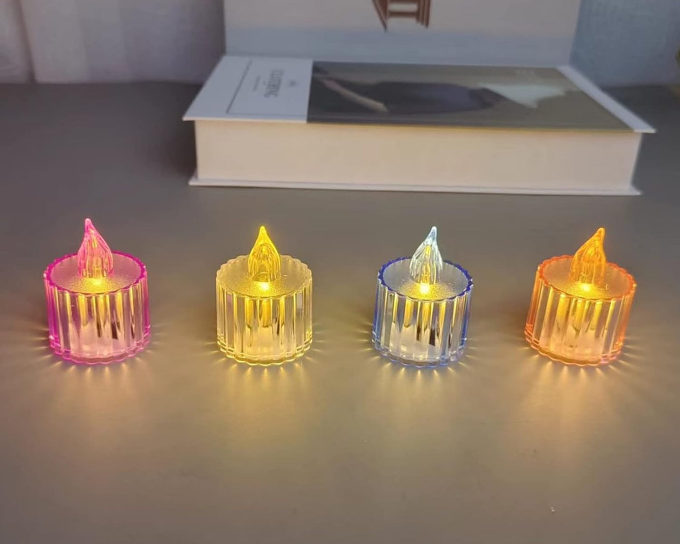 12 Pcs Flameless and Smokeless Decorative Acrylic Candles Transparent Led Tea Light Candle for Gifting, House, Diwali, Christmas, Festival, Events Decor Candles
