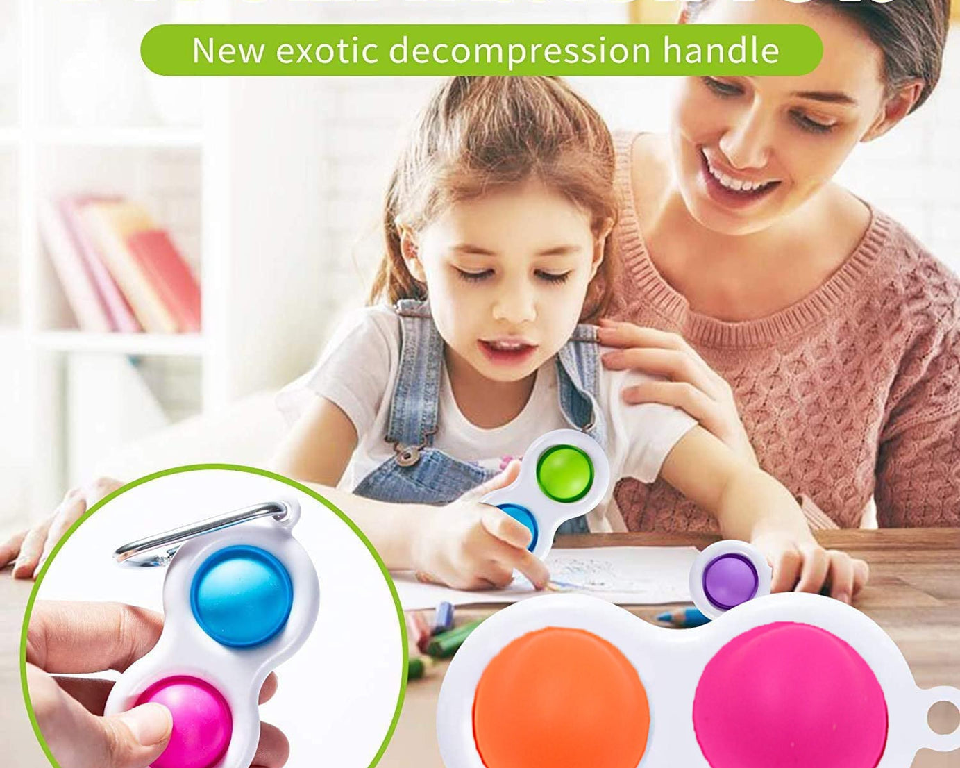 Keychain fidget toy with dimples for stress relief