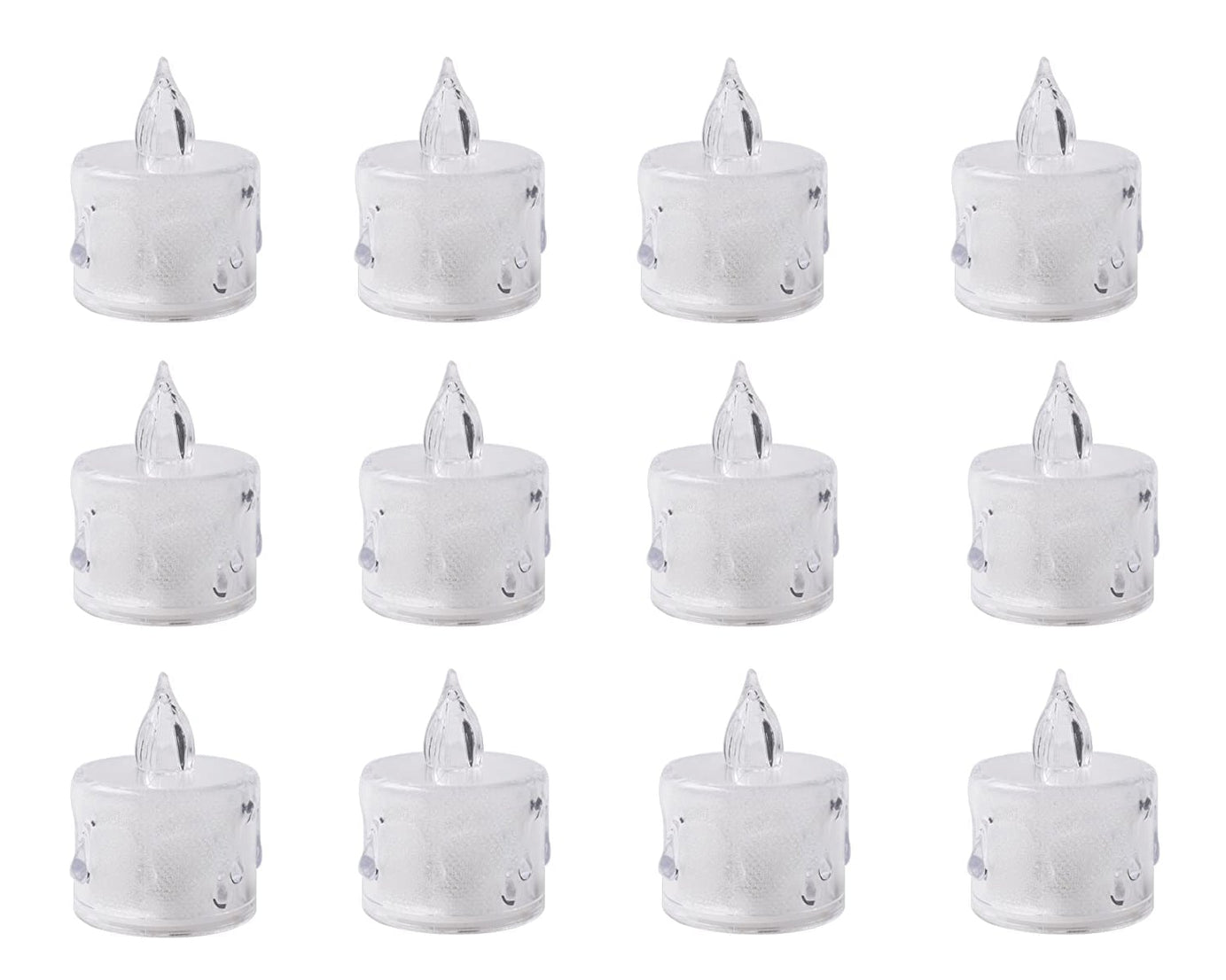 12 Pcs Flameless and Smokeless Decorative Acrylic Candles Transparent Led Tea Light Candle for Gifting, House, Diwali, Christmas, Festival, Events Decor Candles
