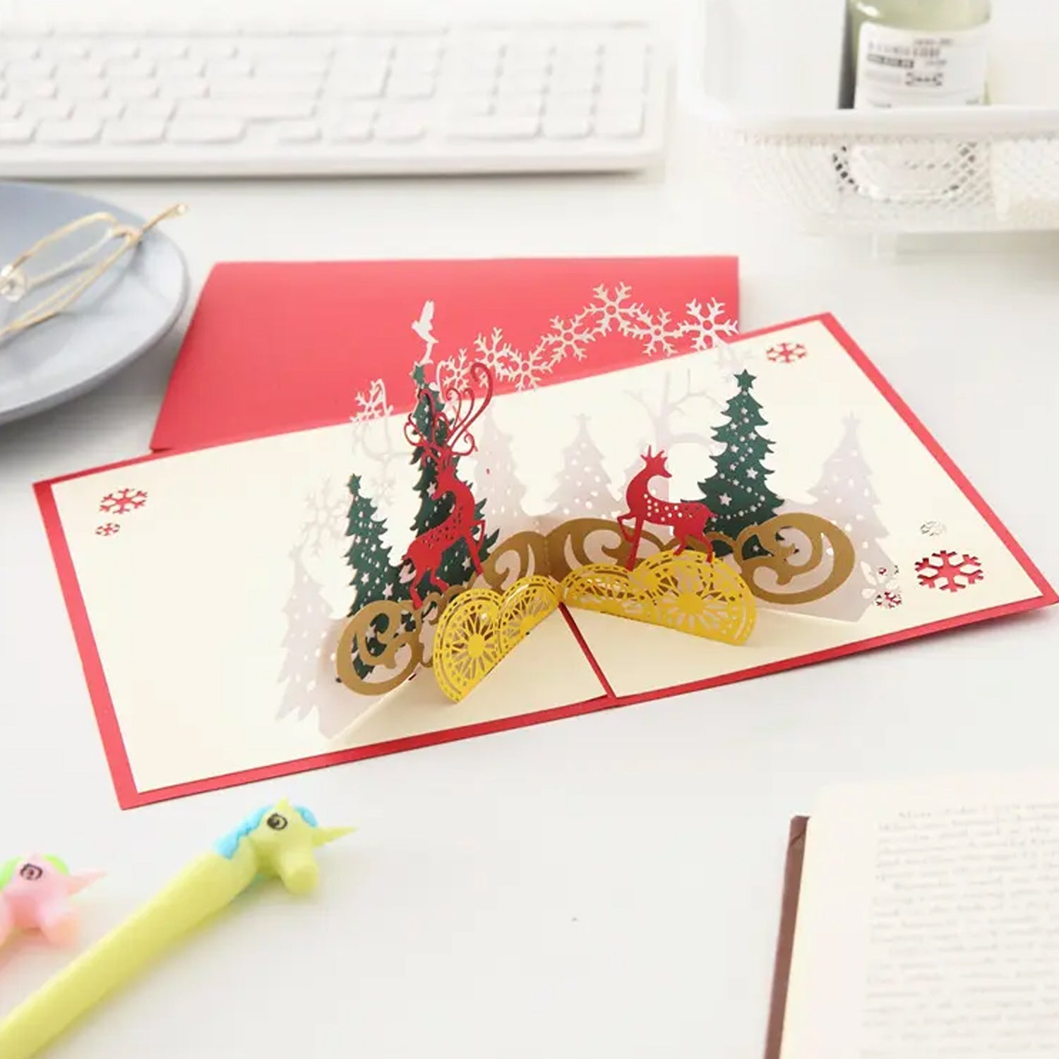 3D Paper Wish Card High Quality Paper Card All Design Card Good Wishing Card (All 3D Card Birthday, Christmas Card, Cartoon Card, Love Heart Card) (1 Pc)
