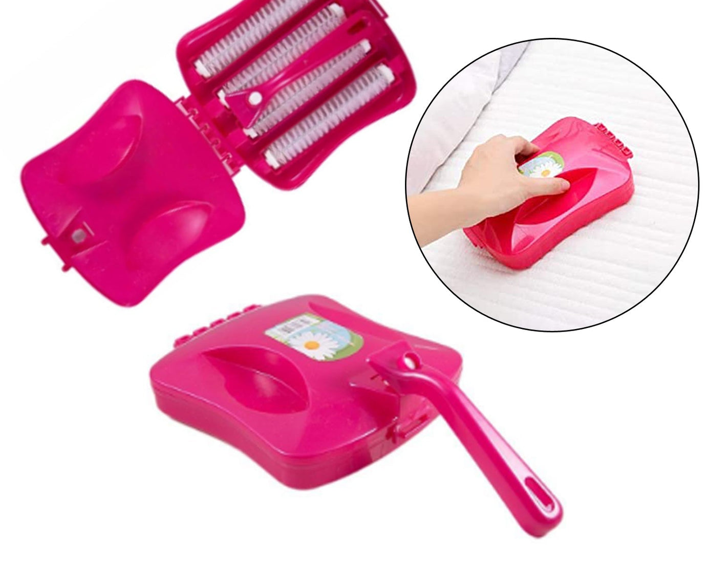 Plastic carpet roller brush for cleaning with crumb collector