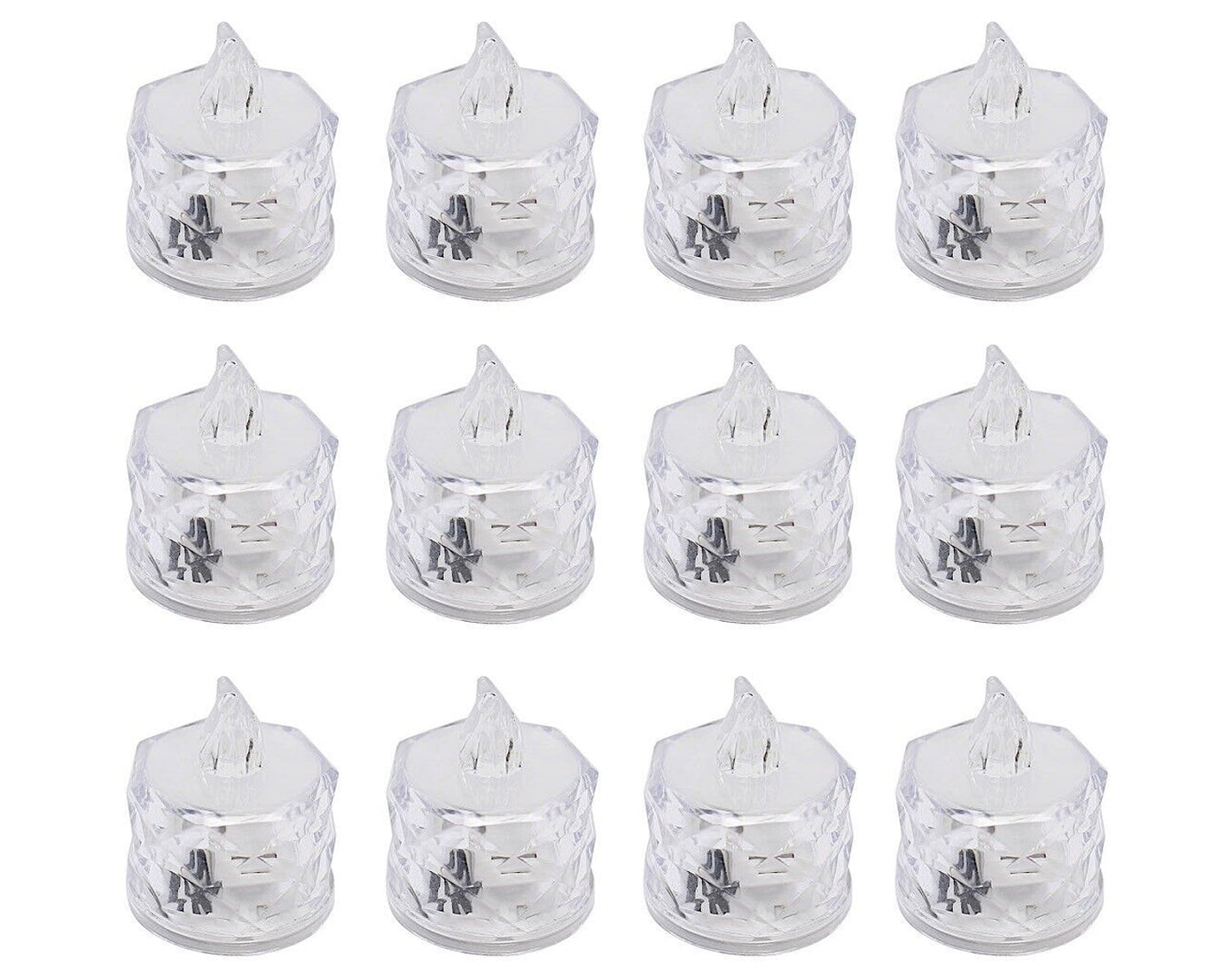 12 Pcs Flameless and Smokeless Decorative Acrylic Candles Transparent Led Tea Light Candle for Gifting, House, Diwali, Christmas, Festival, Events Decor Candles