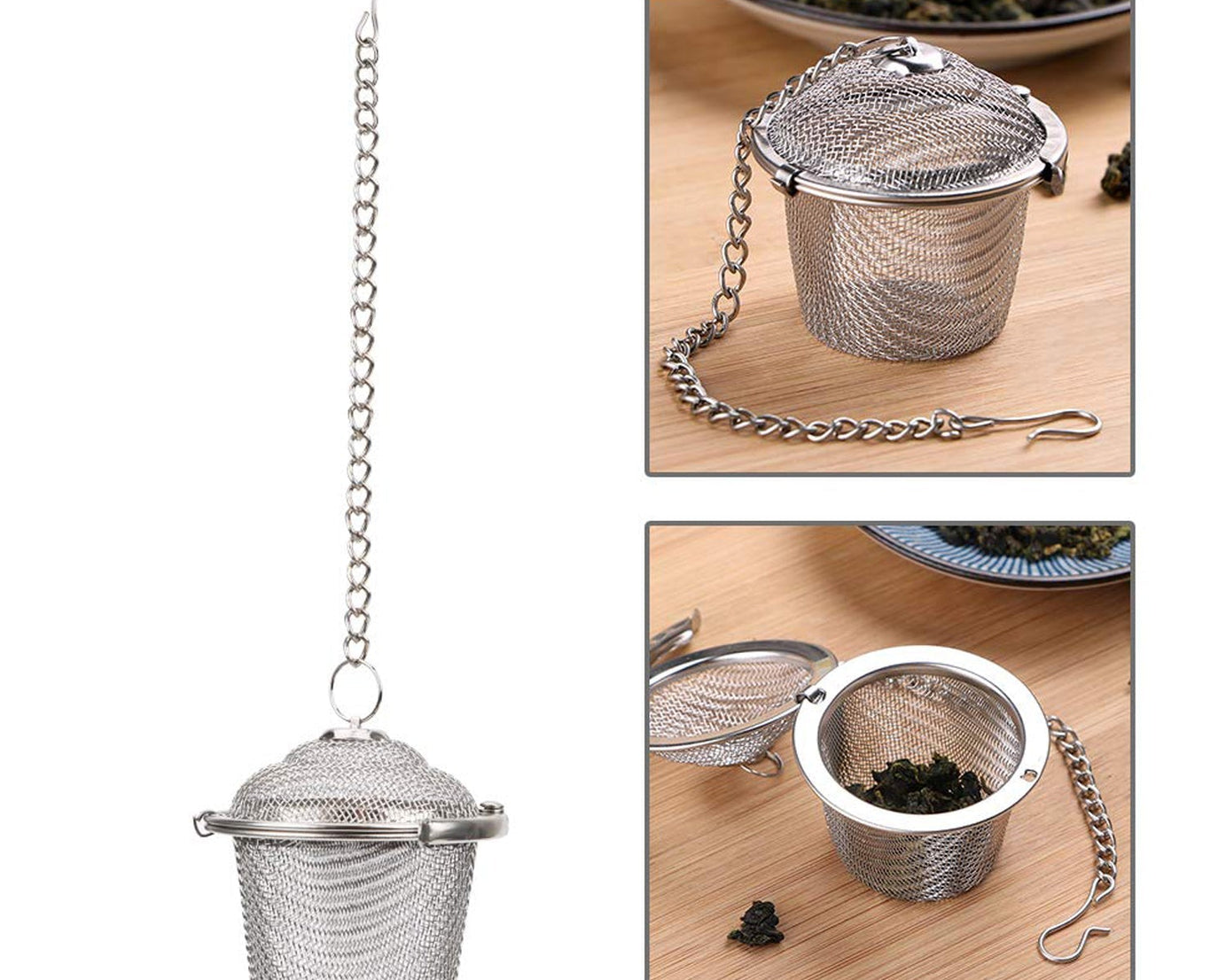 Stainless steel tea infuser with mesh ball
