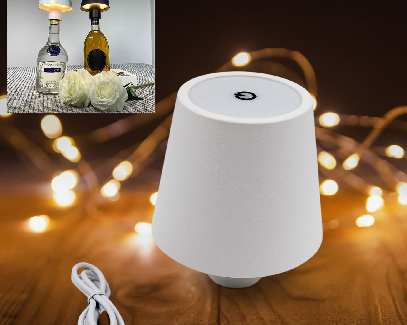 LED Dimmable Bottle Lamp 3 Color Temperature, Wireless Table Lamp for Indoor and Outdoor, USB Rechargeable Bottle Lamp for Family, Restaurant & Bar (1 Pc)