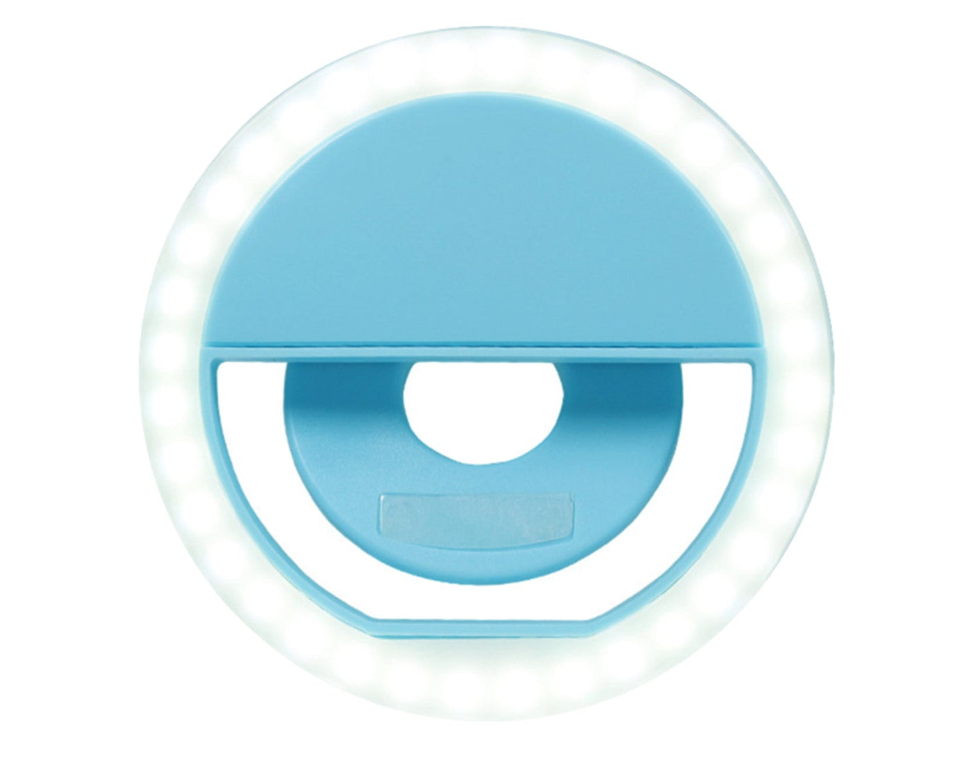 Portable selfie ring light, with adjustable brightness settings