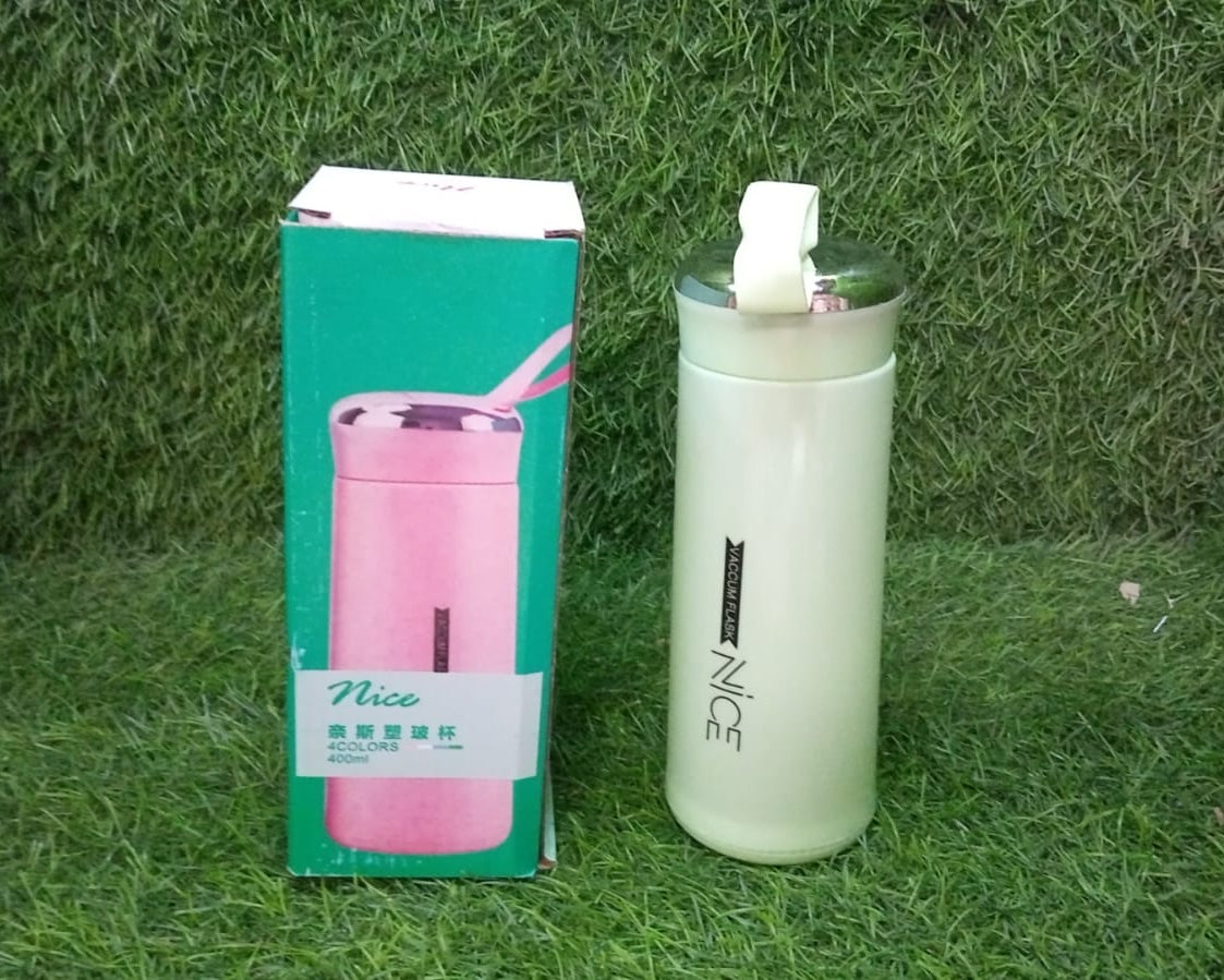 outdoor sport water bottle 400ml leak proof BPA-free for travel cold and hot water glass water bottle with daily water intake for gym and children (MOQ :-50 pc)