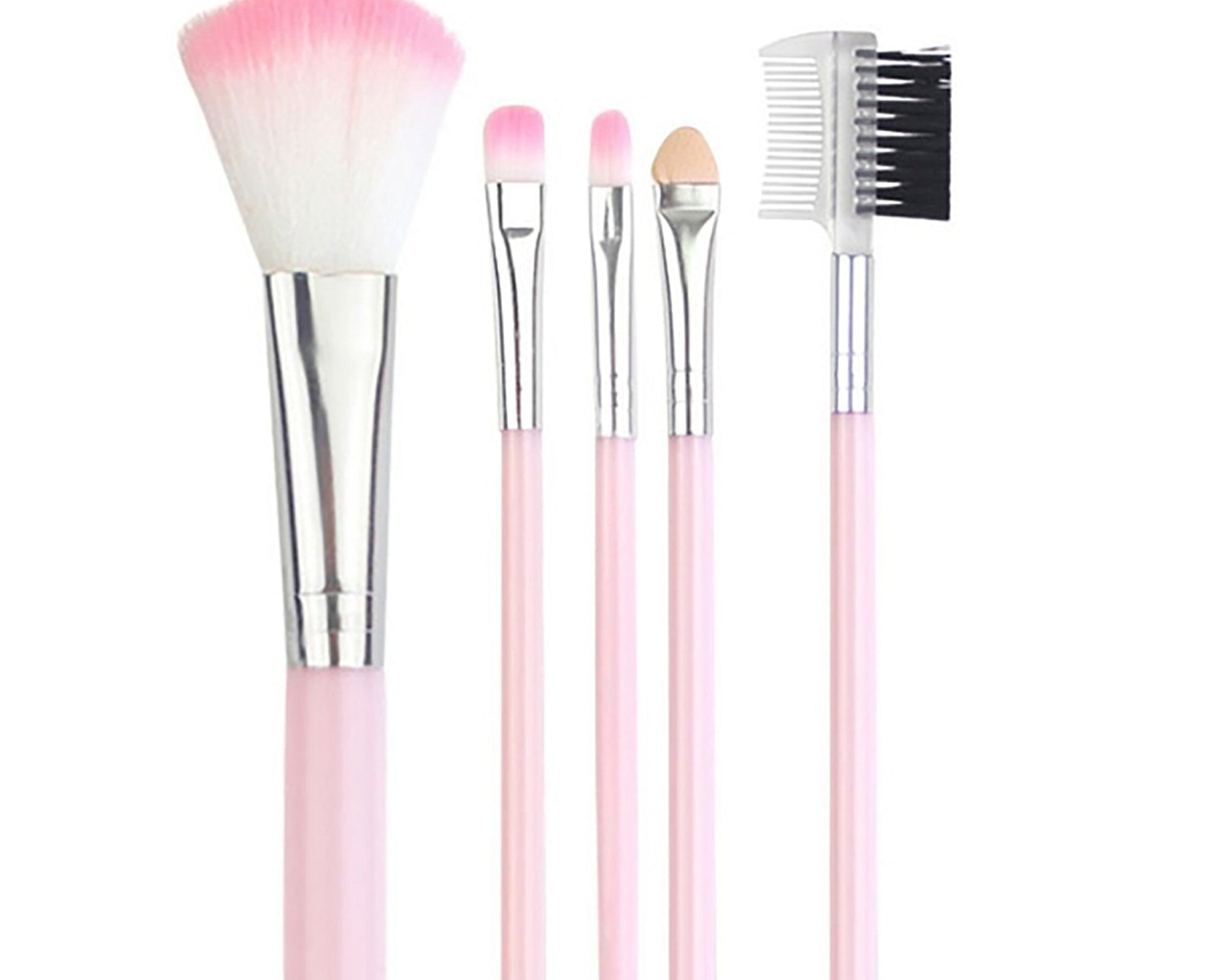 Set of five makeup brushes