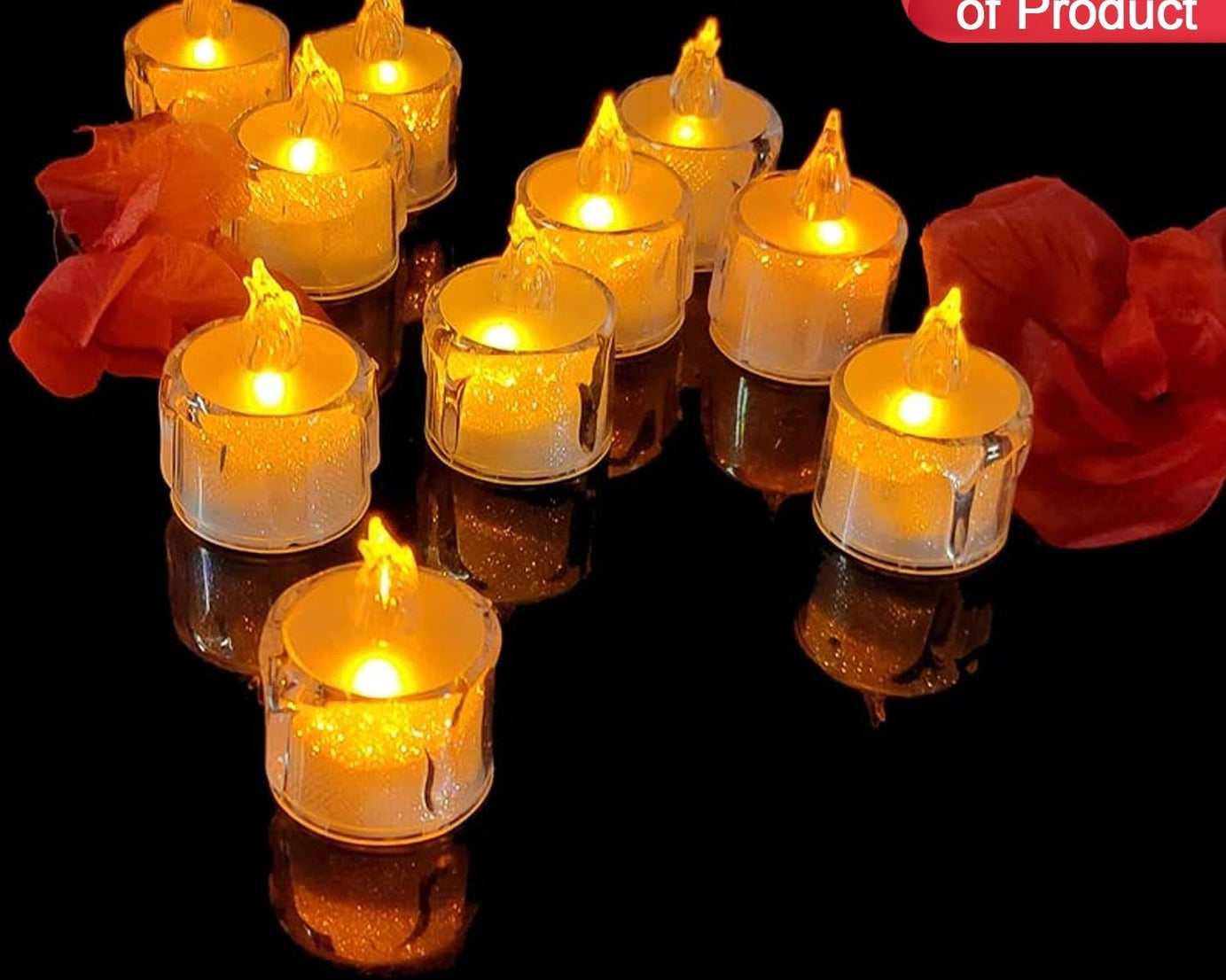 12 Pcs Flameless and Smokeless Decorative Acrylic Candles Transparent Led Tea Light Candle for Gifting, House, Diwali, Christmas, Festival, Events Decor Candles