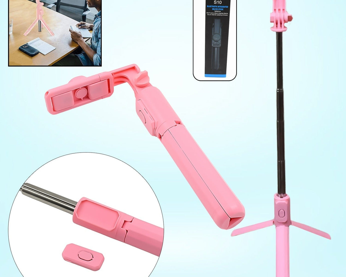 Portable Foldable Selfie Stick with Remote Control, 3-Axis Tripod Hand Stabilizer for Smartphones, TikTok Vlog YouTuber Video Recording (1 Pc)