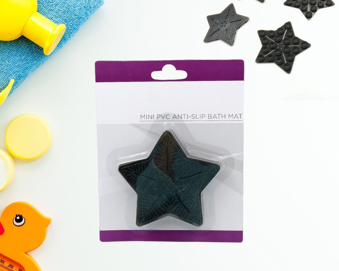 Mini  Pvc Anti-Slip Bat Mat Non Slip Baby Bath Mats, Mini Child Safety Anti Slip Shower Mats Star Shaped for Kids (4 pc Set)
