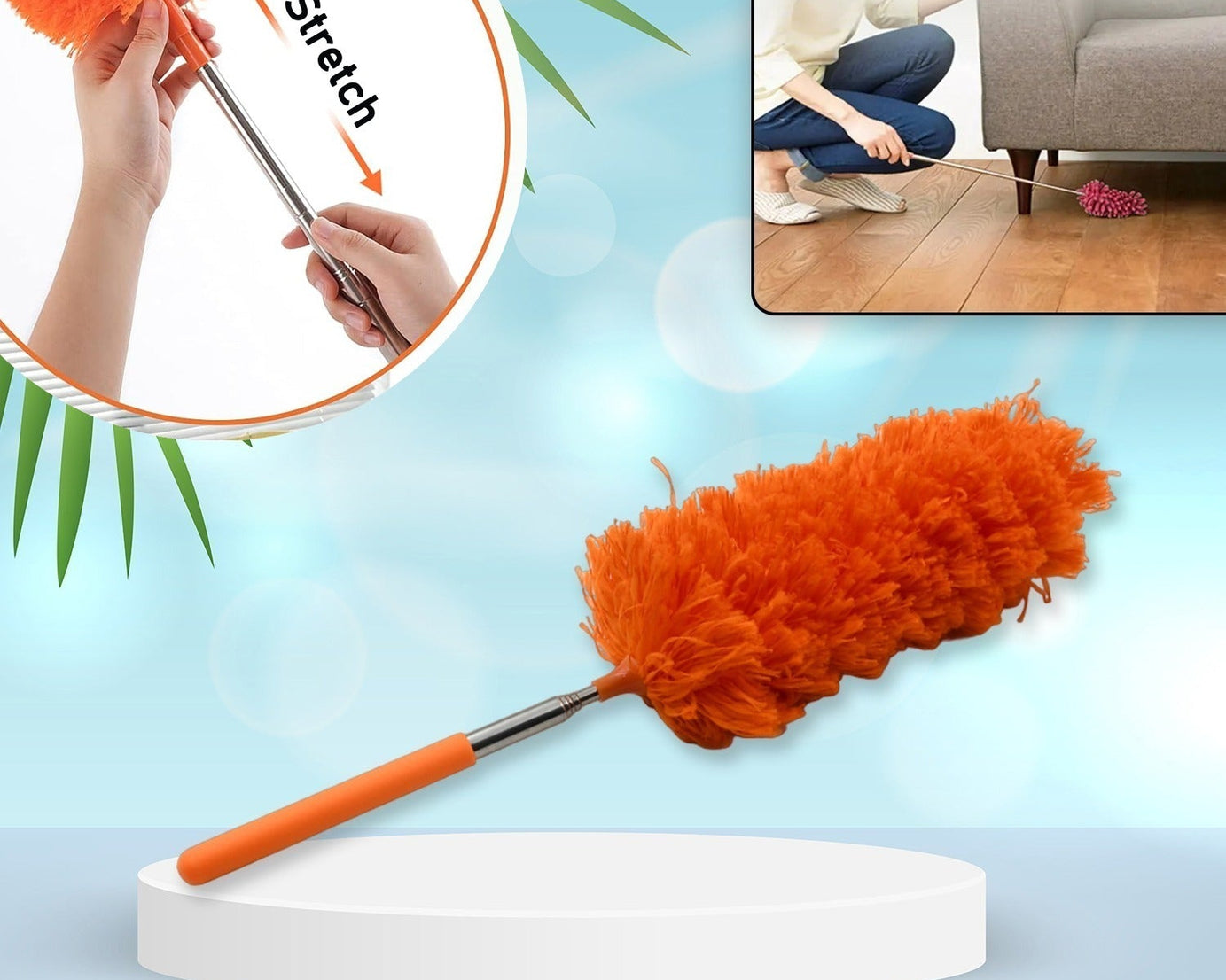Adjustable Long Handle, Microfiber Duster for Cleaning, Microfiber Hand Duster Washable Microfiber Cleaning Tool Extendable Dusters for Cleaning Office, Car, Computer, Air Condition, Washable Duster