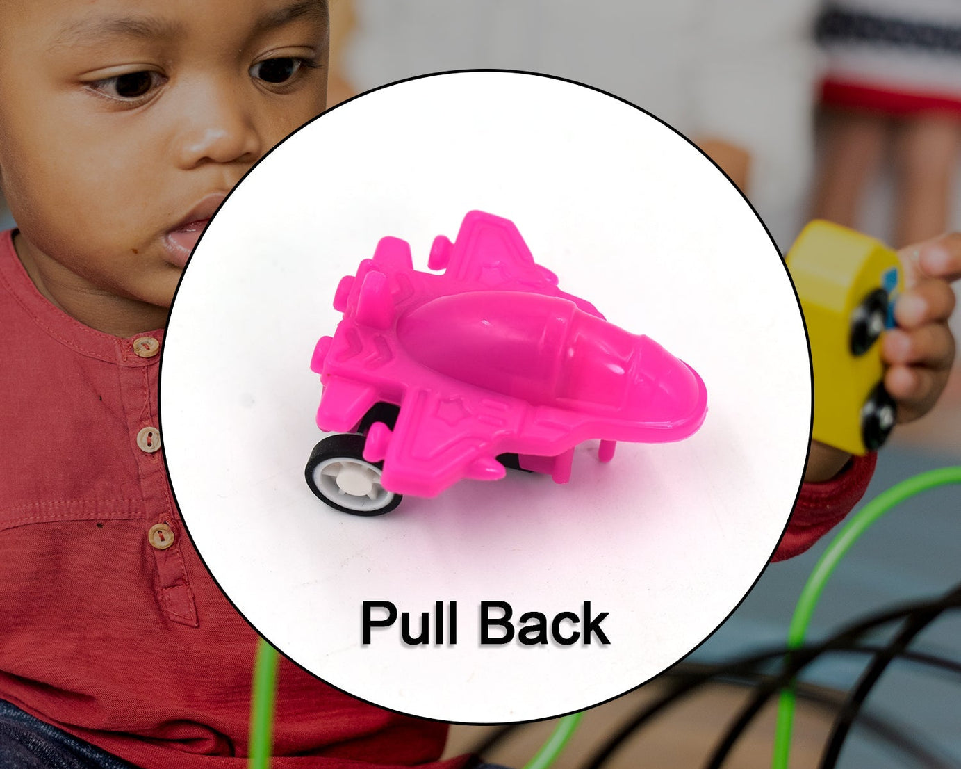 Mini plane toy with pull-back feature