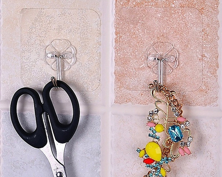 Multipurpose adhesive hooks, small stainless steel set