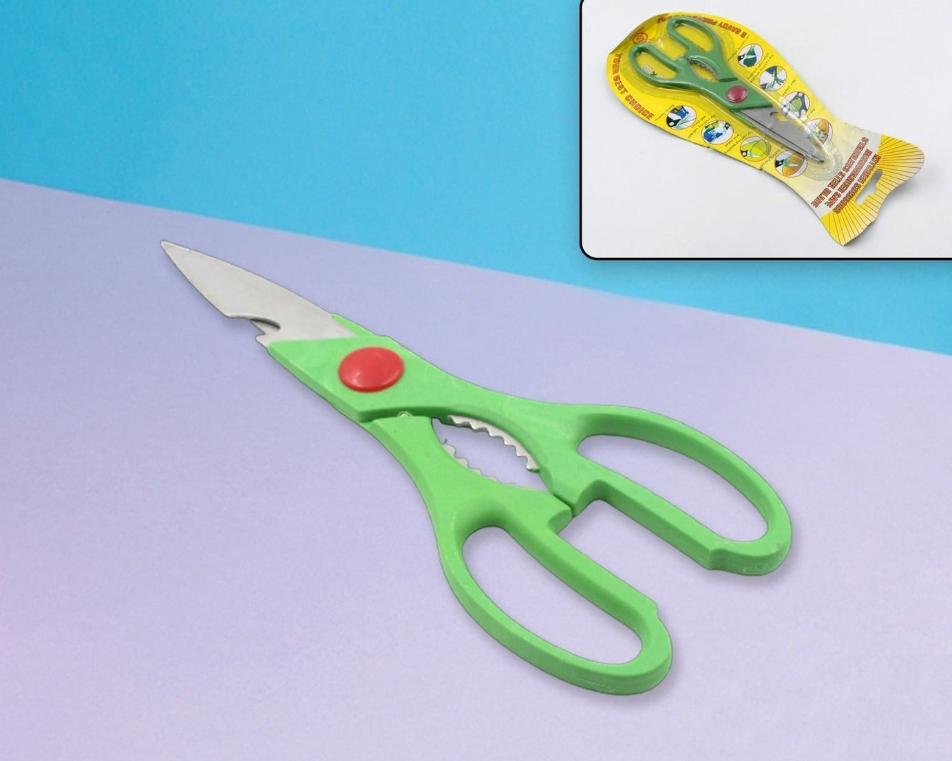 Multi-Function Kitchen Household for Vegetables, Fruit, Cheese & Meat Slices with Bottle Opener Stainless Steel Sea Food Scissor