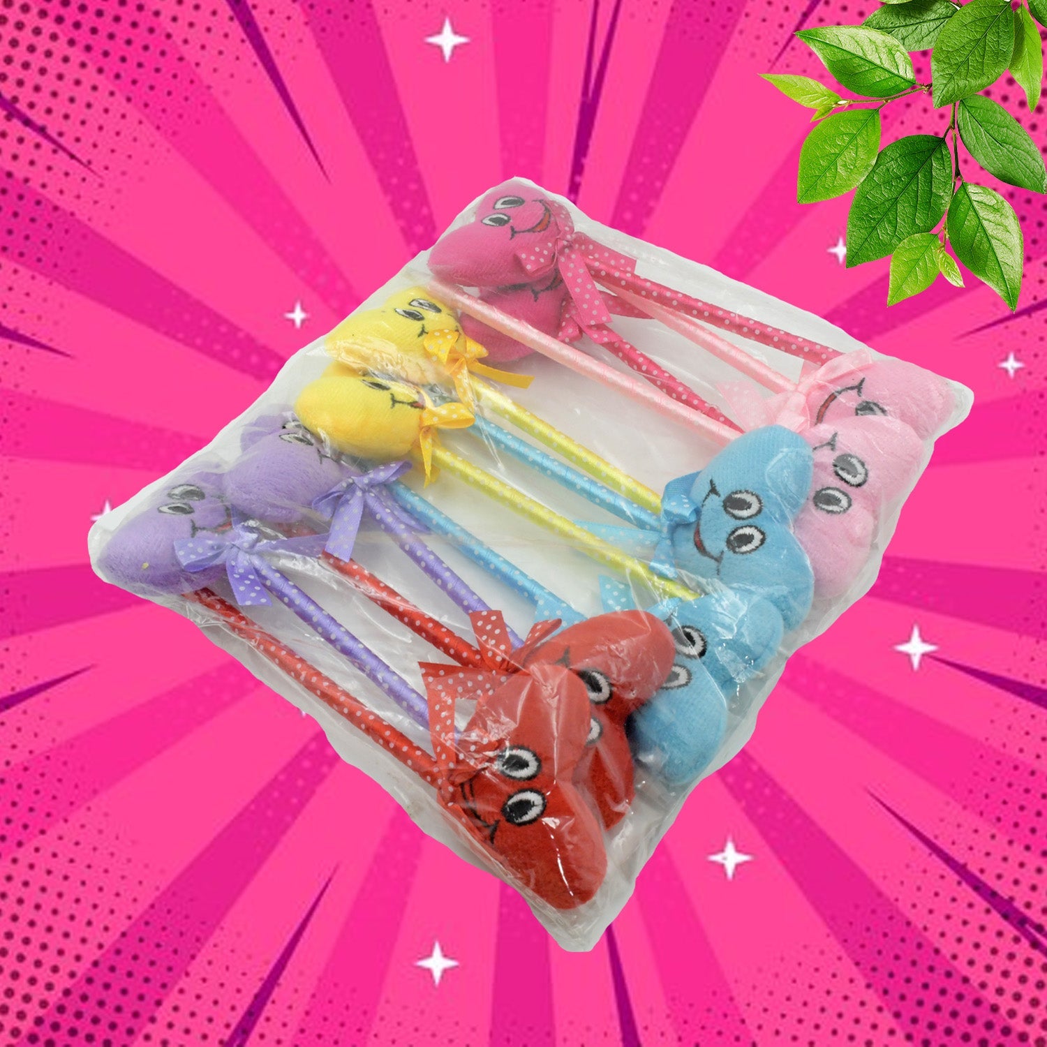 Cute Cartoon Shape & Heart Design Facy Writting Pen Attached Rattle | Ball Pen Smooth Writing For Wedding , Events & Multiuse Pen Best Pen l Use for Kids (12 Pcs Set Mix Design & Color)