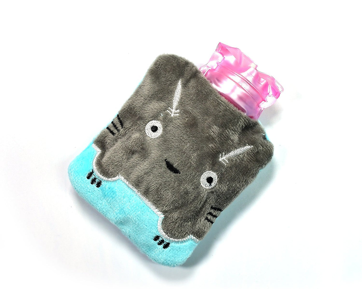 Grey Cat Print Small Hot Water Bag with Cover for Pain Relief