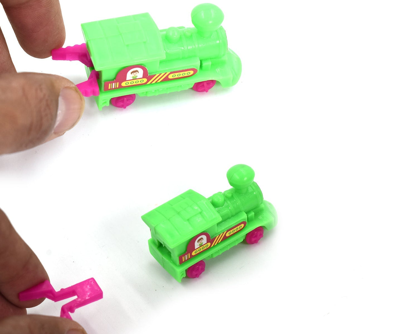 Baby pull along train toy with friction power