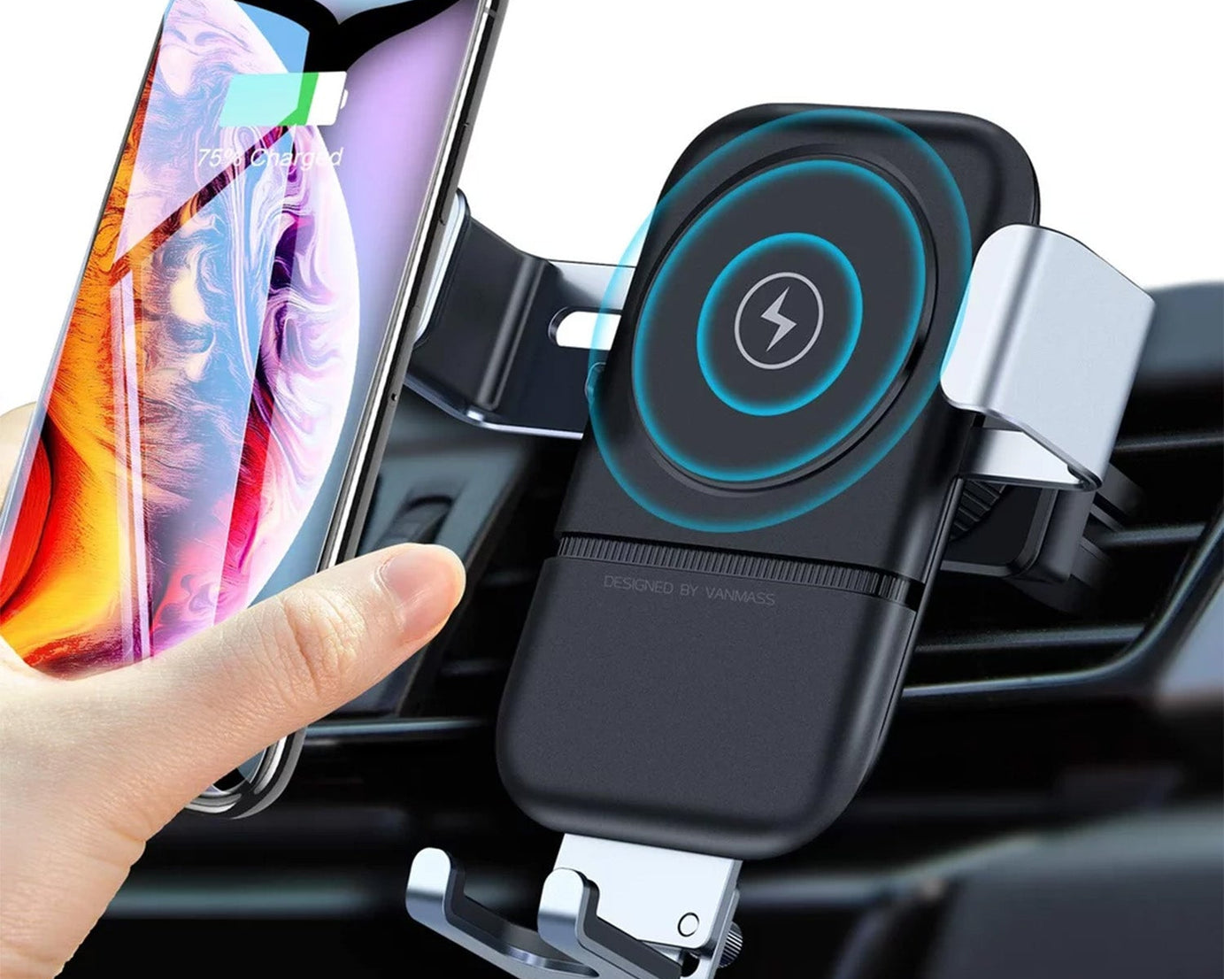 Car Phone Holder Wireless Car Charger 10W Qi Fast Charging Car Charger Gravity Auto Clamping 360° Rotation Air Vent Car Mount Holder