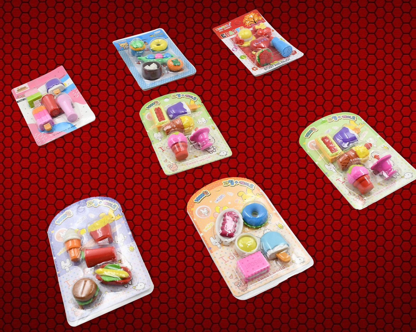 Mix Design 1Set Fancy & Stylish Colorful Erasers for Children Different Designs & Mix, Eraser Set for Return Gift, Birthday Party, School Prize (1Set)