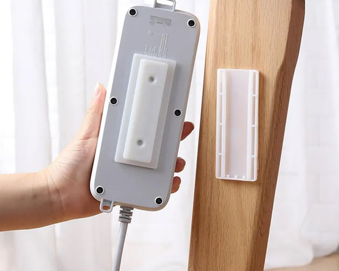 Self Adhesive No Hole Wall Mount, Reusable, Non Residue Plug Organizer  For Home Office & Multiuse Device