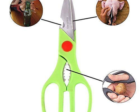 Multi-Function Kitchen Household for Vegetables, Fruit, Cheese & Meat Slices with Bottle Opener Stainless Steel Sea Food Scissor