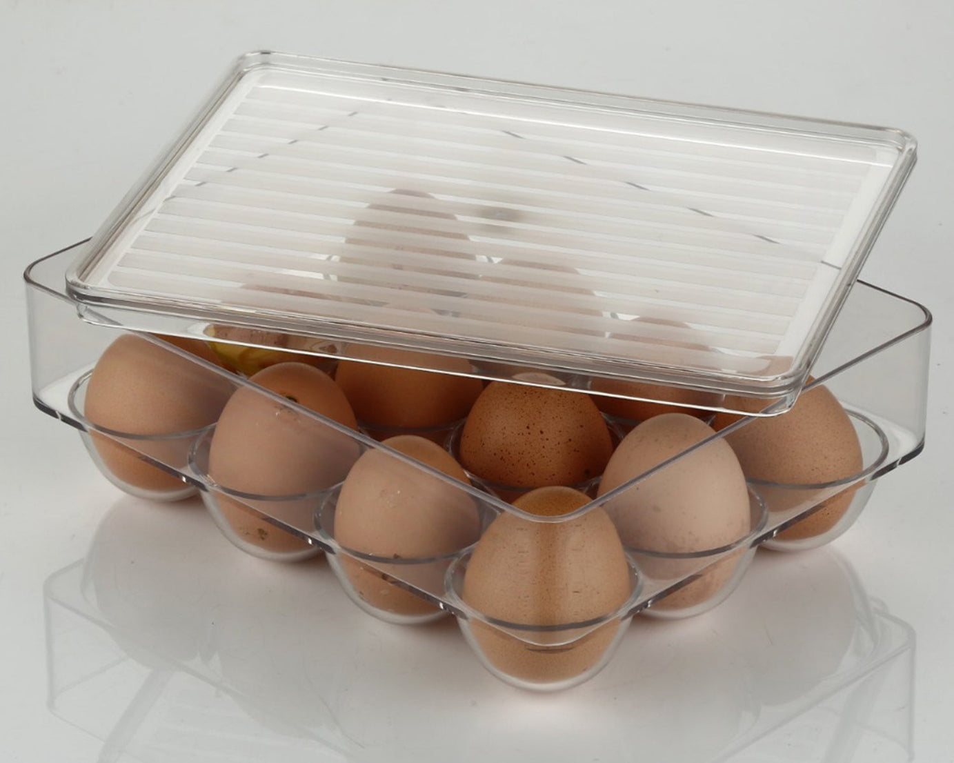 Egg storage container with 12 slots